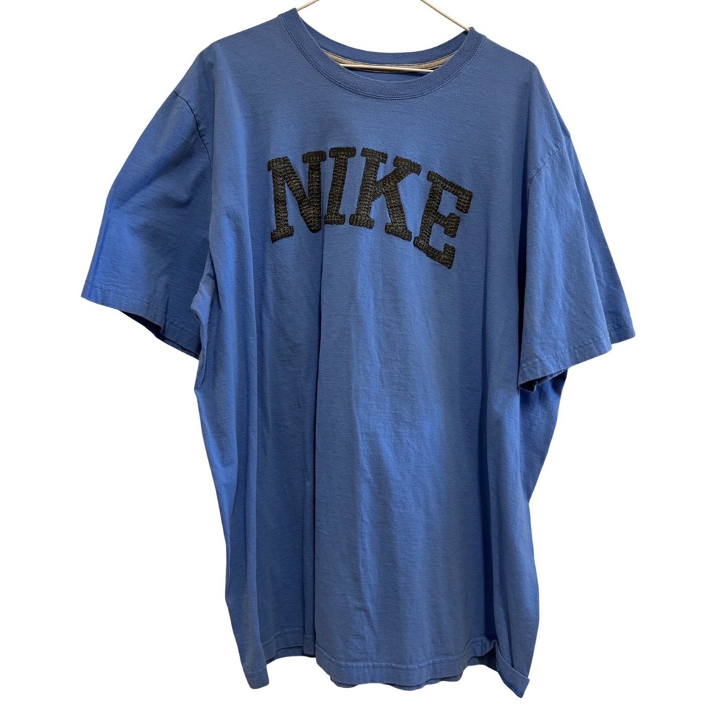 Nike Mens Arch Logo Graphic T-Shirt Blue Short Sleeve Crew Neck Cotton Blend